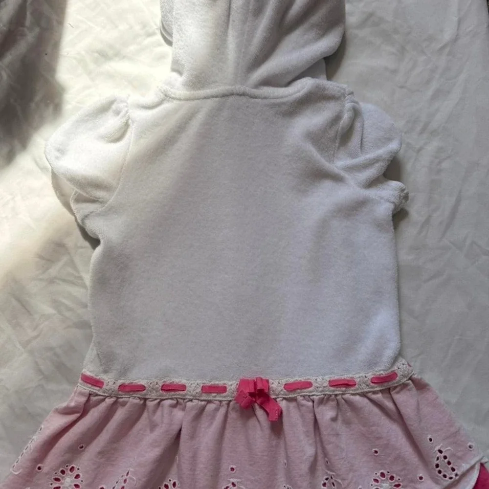 Y2K‎ 2000s vintage Juicy Couture pink and white zip up hoodie with skirt